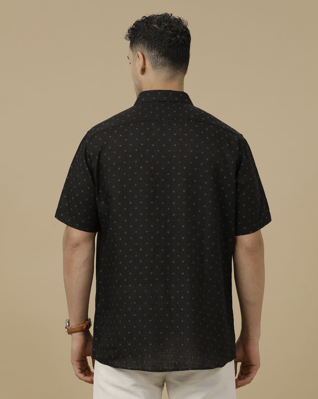 Inflox Men's Black Micro Dot Casual Half Sleeve Shirt | Premium Cotton Blend Regular Fit Summer Shirt