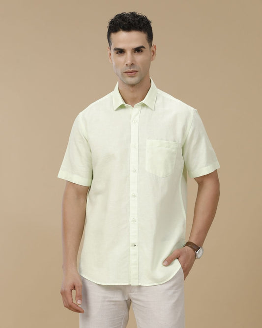 Inflox Men's Solid Mint Green Casual Half Sleeve Shirt | Premium Cotton Blend Regular Fit Summer Shirt