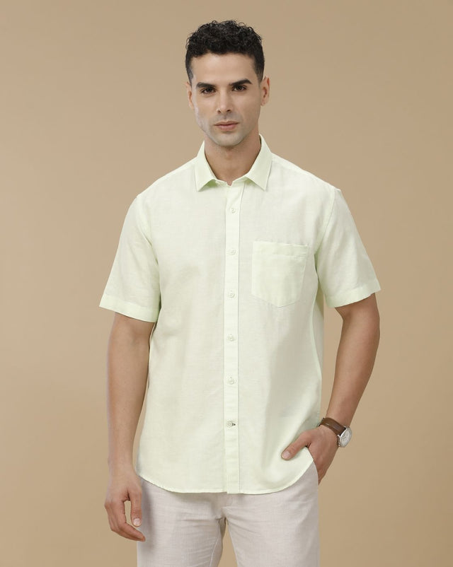 Inflox Men's Solid Mint Green Casual Half Sleeve Shirt | Premium Cotton Blend Regular Fit Summer Shirt